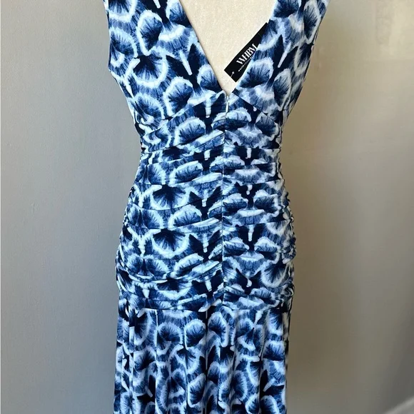 NWT White House Black Market Ruched Tie-Shoulder Midi Dress - Picture 6 of 8